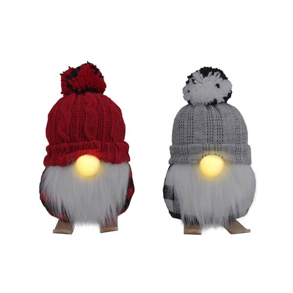 Item 322412 LED Plush Skiing Gnome Shelf Sitter