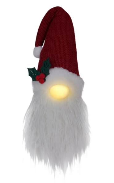 Item 322417 Lighted Plush Santa Gnome Door Hanger