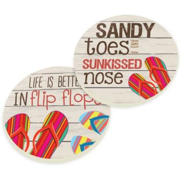 Item 364220 Flip Flop Sayings Car Coasters 2 Pack
