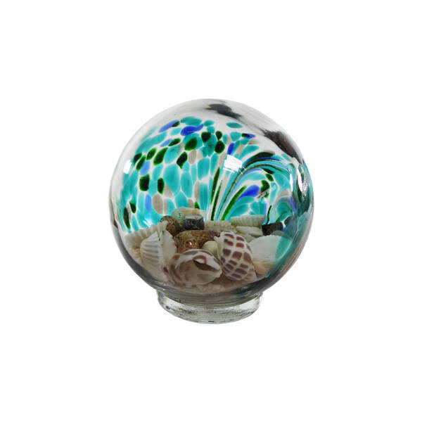 Item 396081 Glass Beach Globe Filled With Sand And Shells