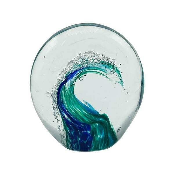 Item 396282 Round Glass Rip Curl Wave Paperweight
