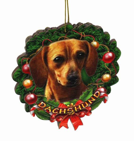 Item 398014 Red Dachshund Wreath Ornament