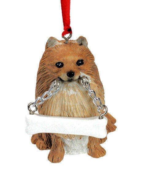 Item 407310 Pomeranian With Bone Ornament