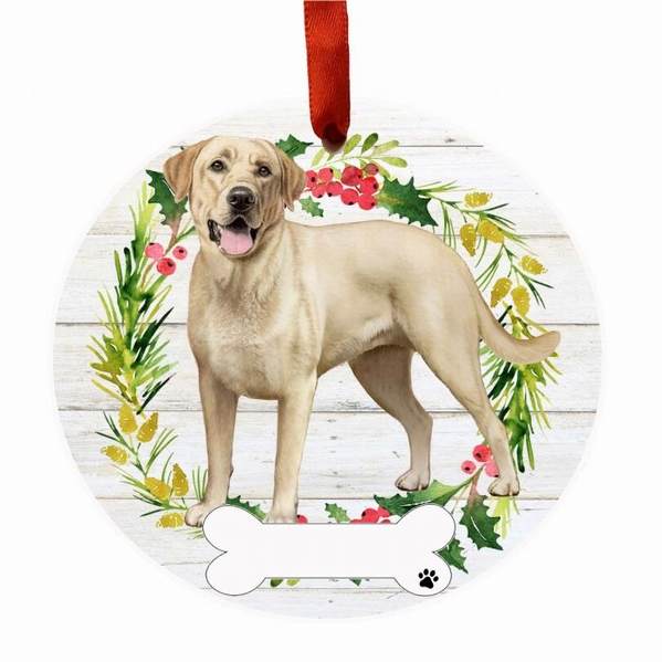 Item 407382 YELLOW LABRADOR FB WREATH ORNAMENT