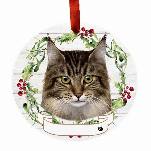 Item 407401 MAINE COON CAT WREATH ORNAMENT