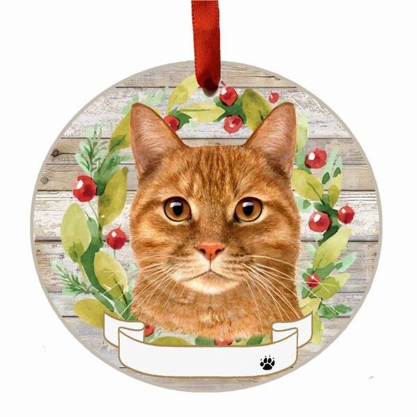 Item 407403 ORANGE TABBY CAT WREATH ORNAMENT