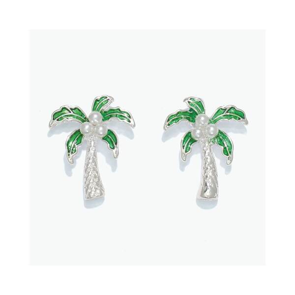 Item 418042 Silver Palm Tree With Pearls Earrings