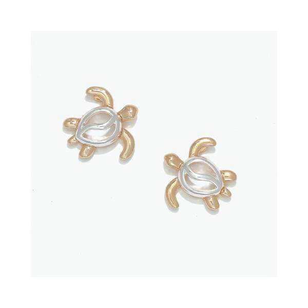 Item 418049 Two Tone Open Turtle Earrings