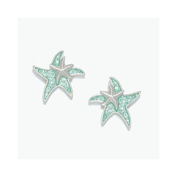 Item 418059 Mint/Silver Starfish Earrings