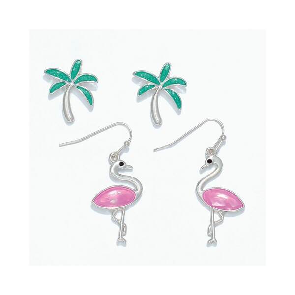 Item 418070 Palm Tree/Flamingo Earrings