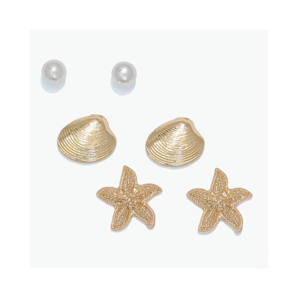 Item 418143 Trio Pearl Clam and Starfish Earrings