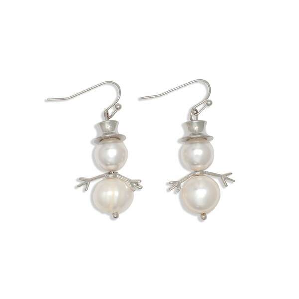 Item 418398 Pearl Snowman With Silver Earrings