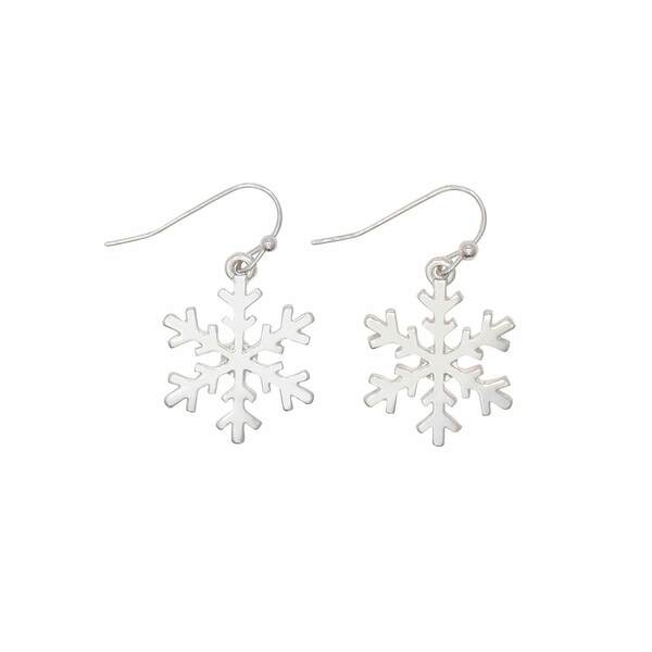 Item 418406 Polished Silver Snowflakes Earrings