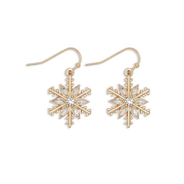 Item 418423 Gold Snowflakes With Crystals Earrings