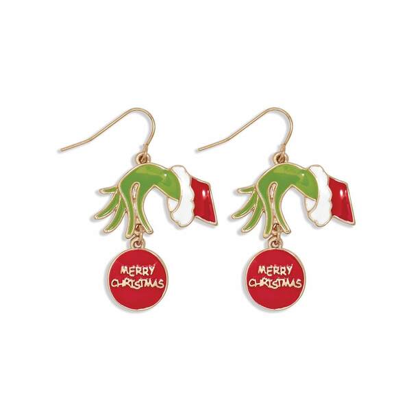 Item 418426 Green Hand With Ornament Earrings