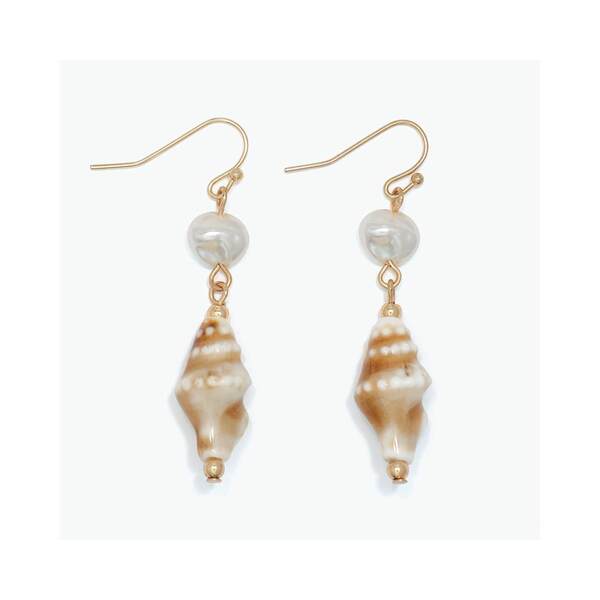 Item 418498 Ceramic Conch With Pearls Earrings