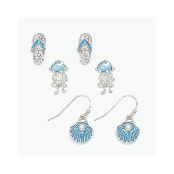 Item 418517 Ocean Blue Sea Life Trio Earrings