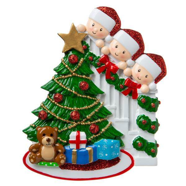 Item 459484 Peeking Family Of 3 Ornament
