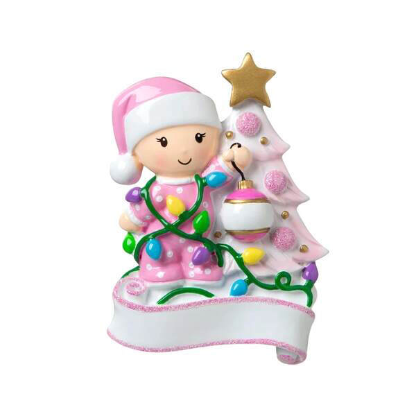 Item 459723 Baby Girl Decorating Tree Pink Ornament
