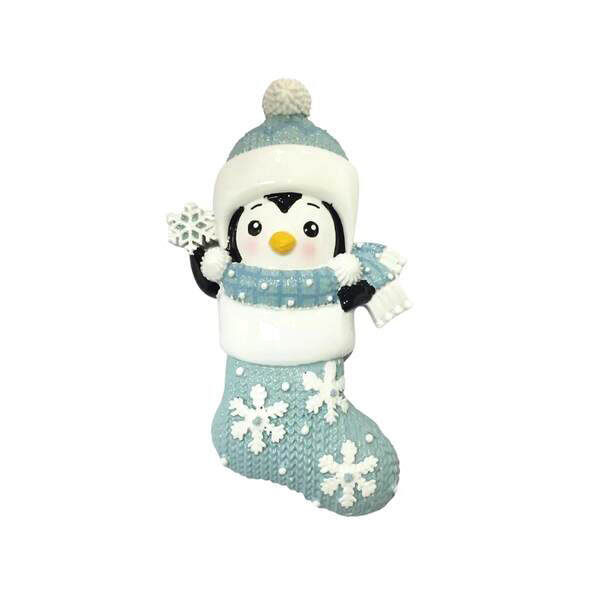 Item 459726 Penguin In Snowflake Stocking Blue Ornament