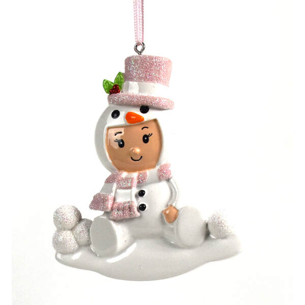 Item 459731 Baby Girl Snowman Outfit Ornament