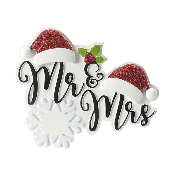 Item 459756 Mr And Mrs With Santa Caps Ornament