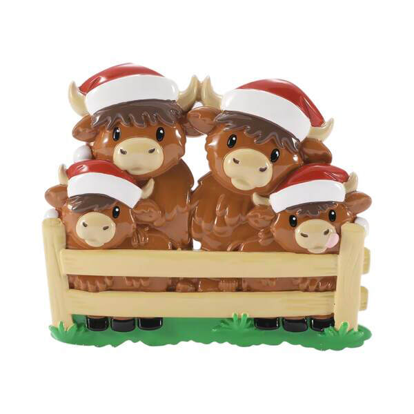 Item 459815 Highland Cow Family Of 4 Ornament