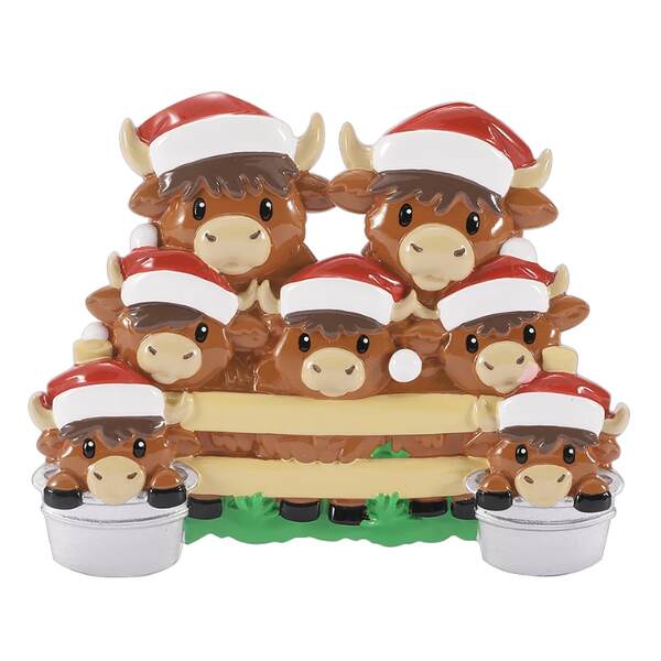 Item 459818 Highland Cow Family Of 7 Ornament