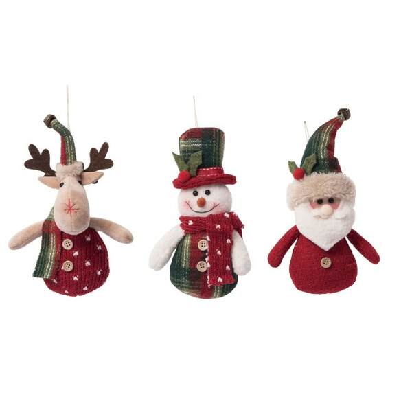 Item 501054 Plush Plaid Patchwork Holiday Pal Ornament
