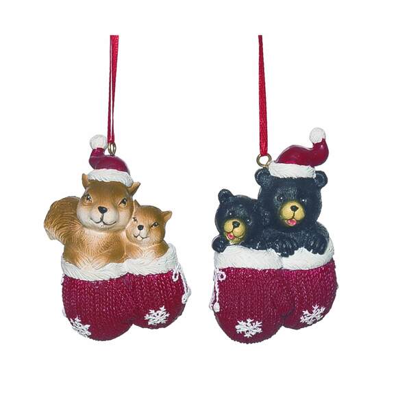 Item 501380 Rustic Crittin In Mitten Ornament