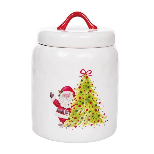 Item 501566 Jar With Lid Santa Tree