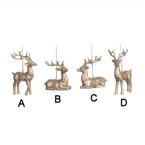 Item 501698 Gold Ornate Reindeer Ornament