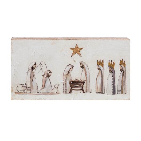 Item 501873 Hand Painted Nativity Block