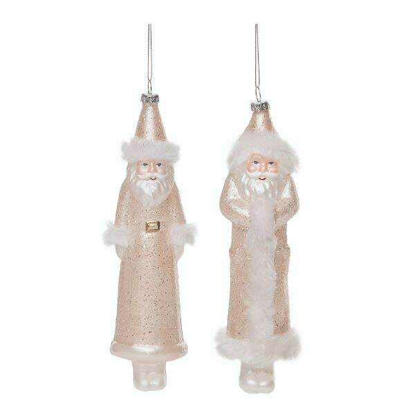 Item 502038 Glass Fur Hat Santa Ornament