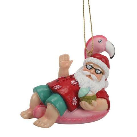 Item 516734 Santa And Flamingo Float Ornament