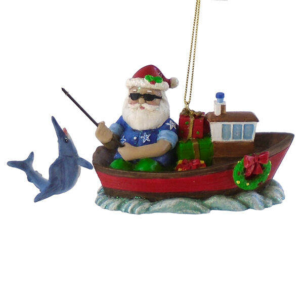 Item 519352 Fishing Santa Ornament - Outer Banks