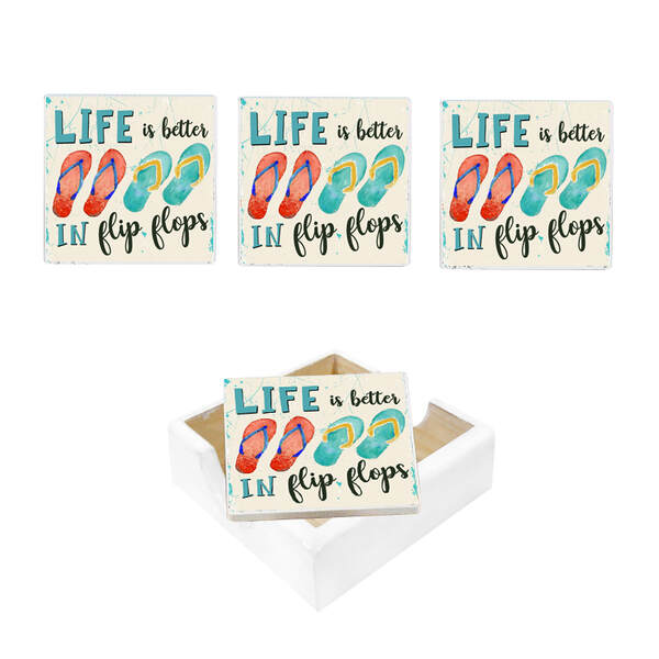 Item 519609 4pc Flip Flop Coaster Set