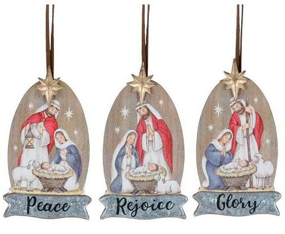 Item 527006 Wood Nativity Scene Ornament