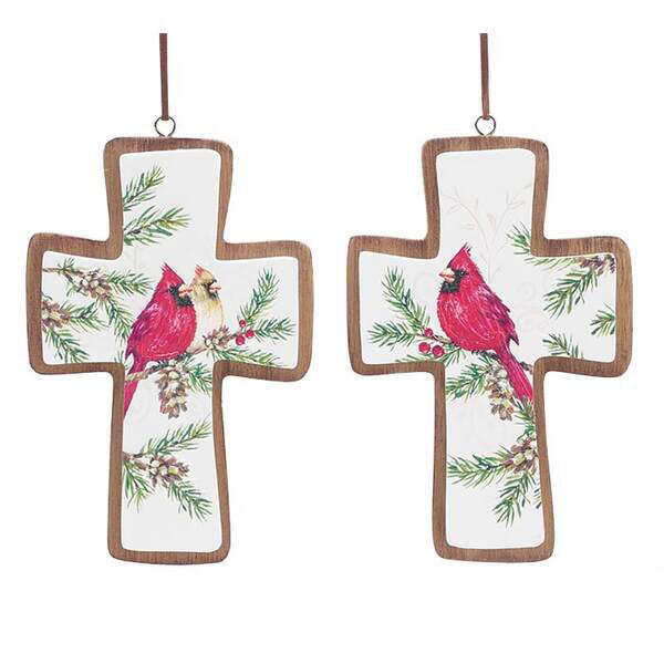 Item 527195 Cross Shaped Cardinal Ornament