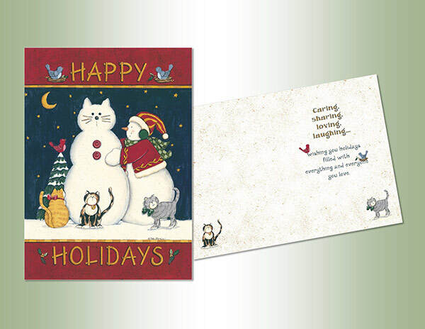 Item 552201 Snowman With Cats Christmas Cards