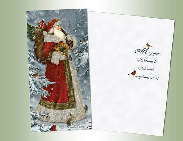 Item 552215 Santa Snowy Scene With Animals Christmas Cards