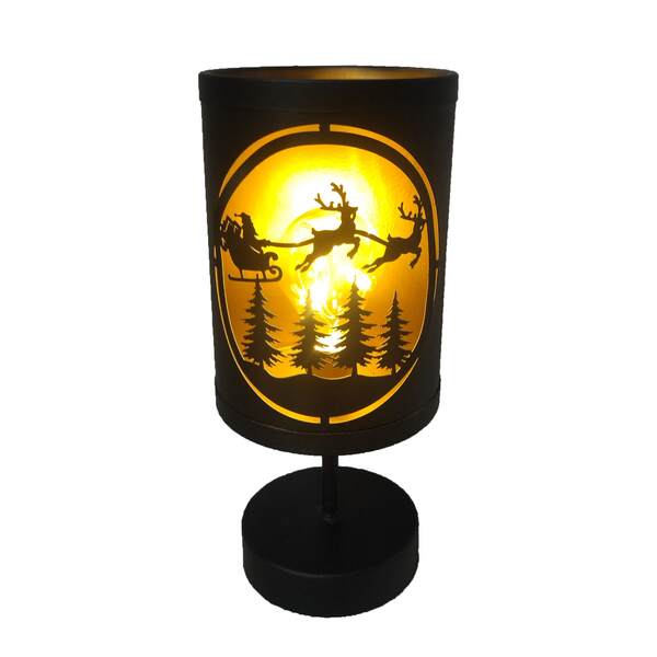 Item 558074 Black And Gold Pedestal Lighted Can