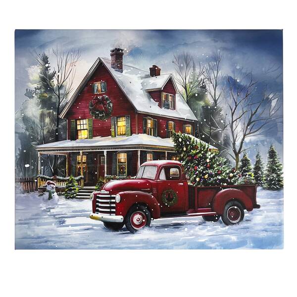 Item 558202 Bringing Home The Tree Lighted Canvas