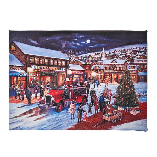 Item 558262 Tabletop Hometown Christmas Lighted Canvas