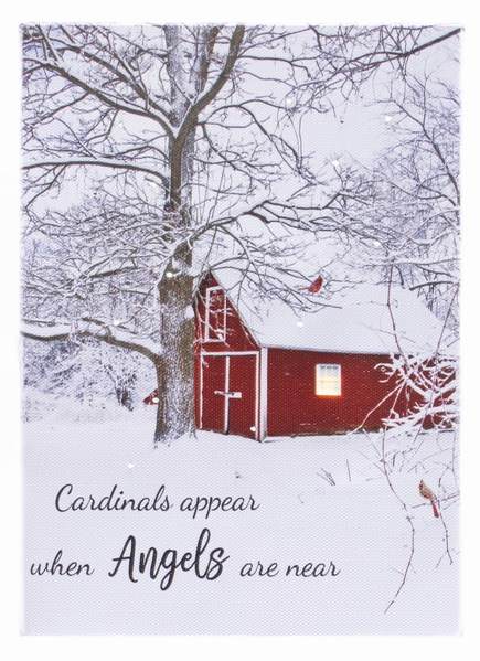 Item 558306 Tabletop Cardinal Angel lighted canvas