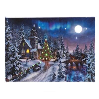 Item 558521 Tabletop Full Moon Lighted Canvas