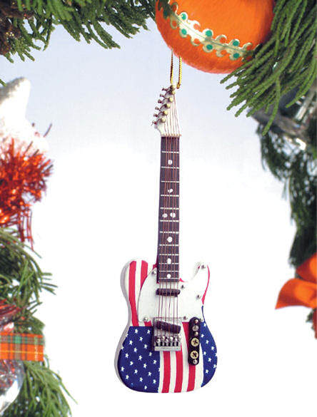 Item 560009 U.S. Flag Electric Guitar Ornament
