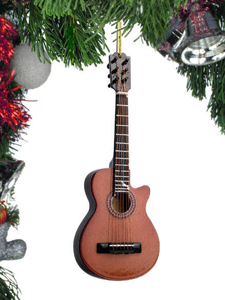Item 560012 Brown String Cut Away Guitar Ornament