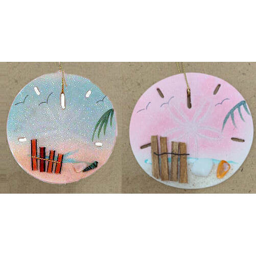 Item 567008 Fence/Beach Scene Sand Dollar Ornament