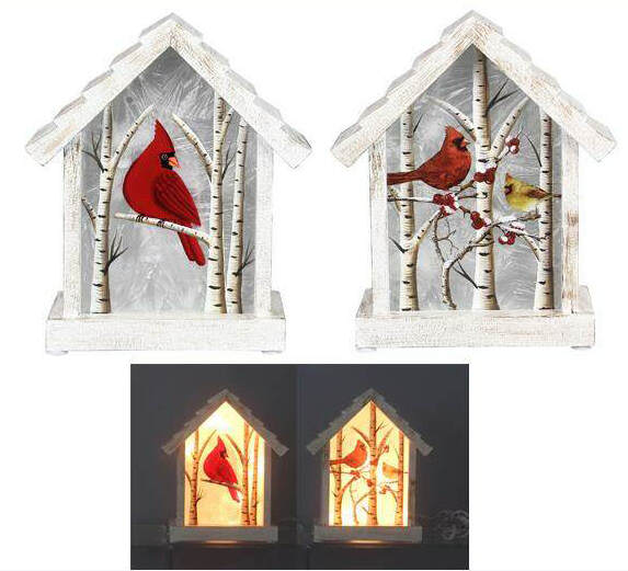 Item 601005 Cardinal Bird House Tabletop With Light